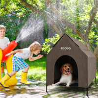 Zooba Large Dog House Outdoor - Brown / Medium: 29 inch - image 4