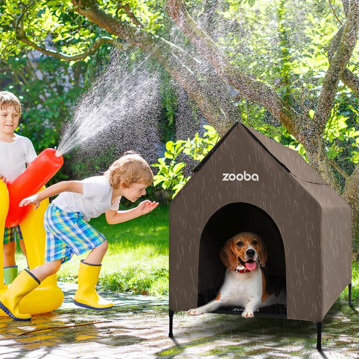 Zooba Large Dog House Outdoor - Brown / Medium: 29 inch - image 4
