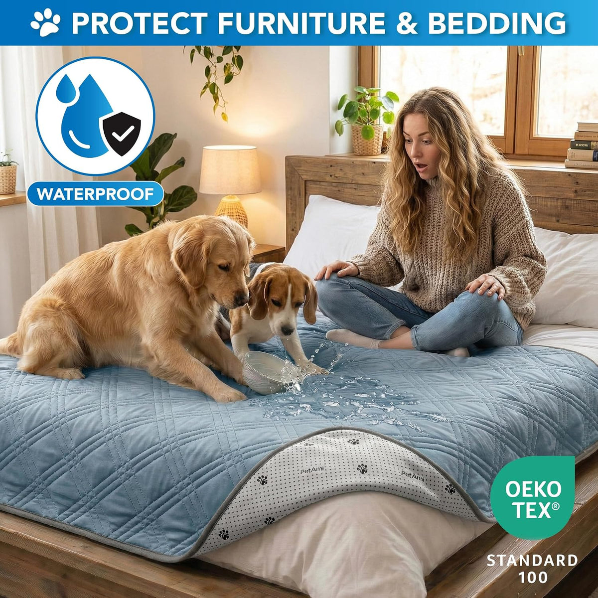 PetAmi Waterproof Dog Cooling Mat Pet Pad for Crate Couch Bed - Light Blue / X-Large (60x80) - image 2