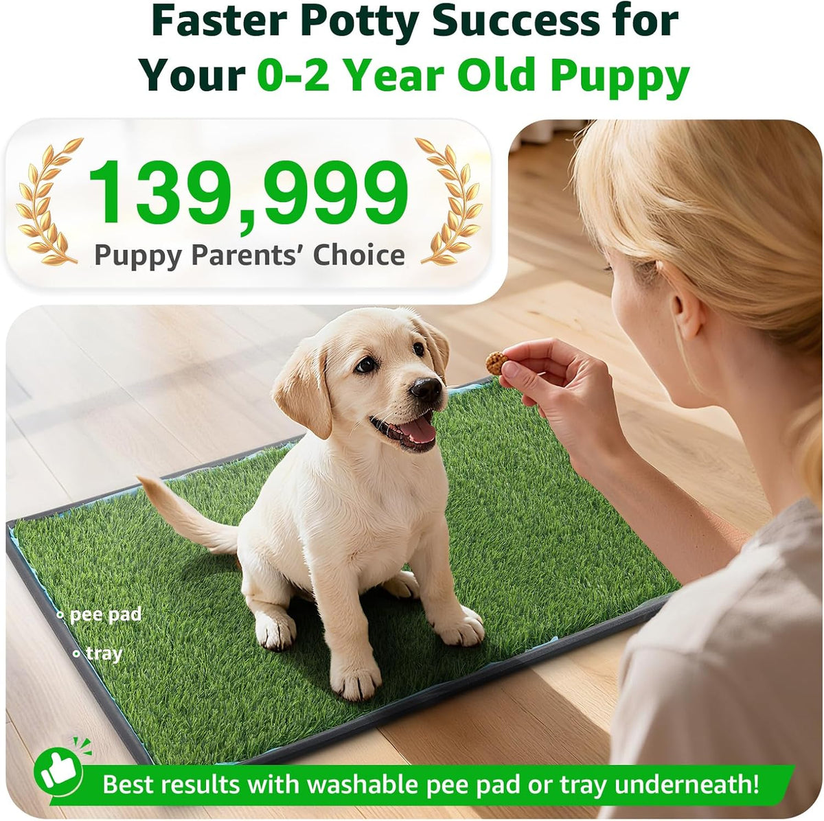 Replacement Artificial Grass Pee Pads for Dogs Potty Training to Pee - XXXL-45.2"x27.5" - image 2