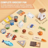 Pithfor wooden play cooking set with pot, pan, dishes, utensils and play food - view 4