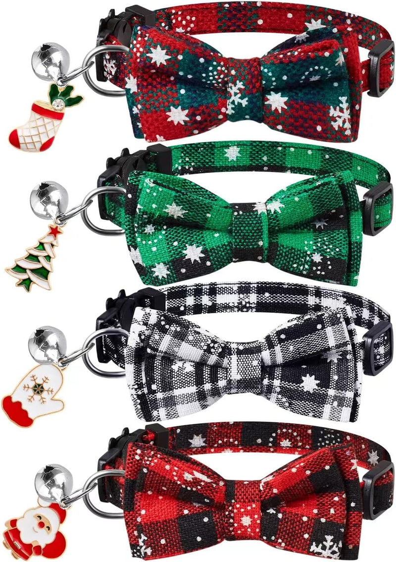LLHK 4 Pack Halloween Cat Collar with Bow Tie and Bell - Christmas
