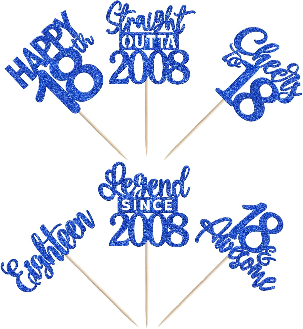 24PCS Black Happy 50th Birthday Cupcake Toppers Fifty Straight Outta - Blue / 18th - image 3