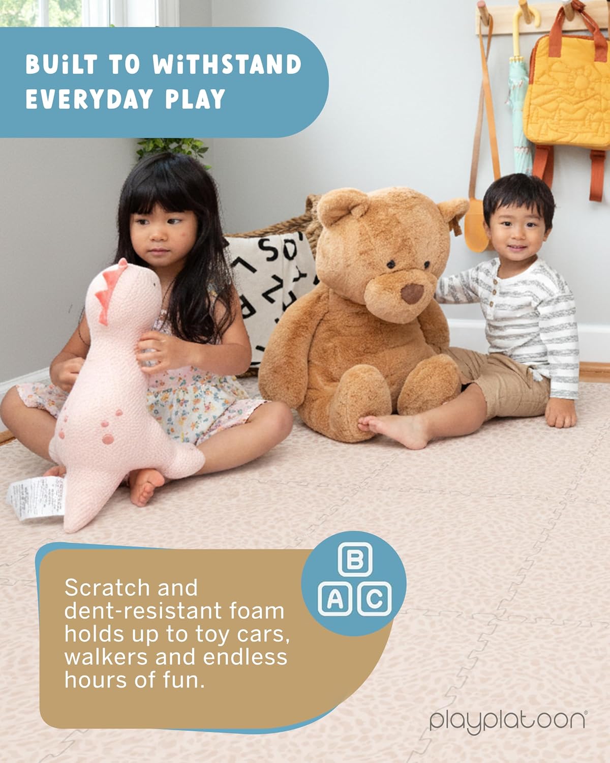 Play Platoon Kids Play Mat, 9 Tile 72x72 Inch - 96"L x 96"W x 0.6"Th / Savanna - image 3