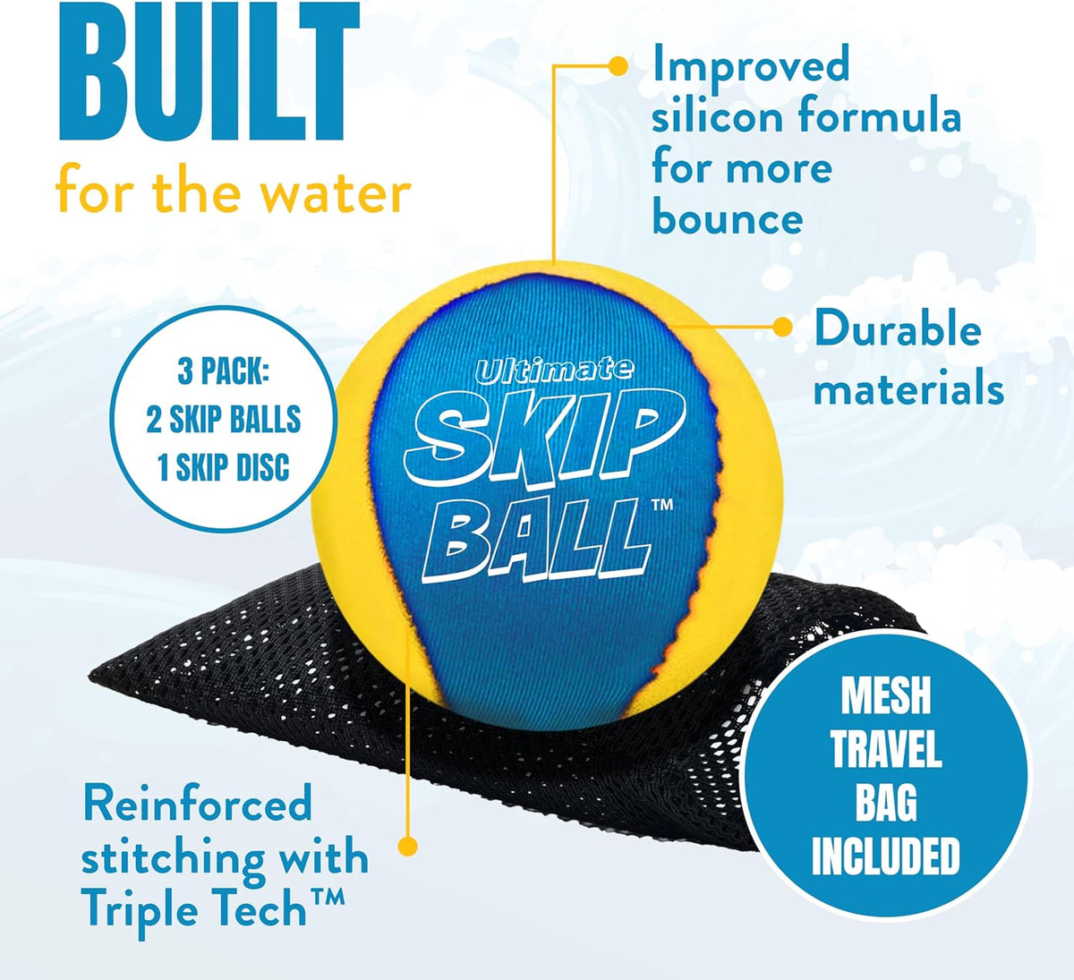 Activ Life The Ultimate Water Skip Balls - 2.2" / Yellow/Cyan - image 4