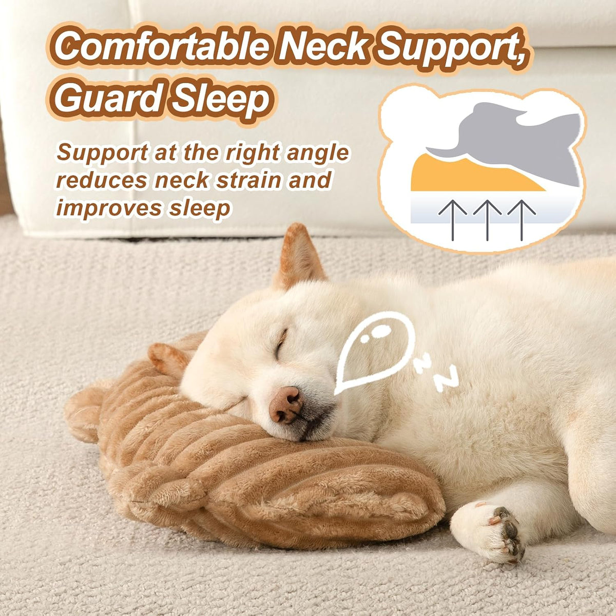 Dog Calming Pillow, Soft and Neck-Friendly - Large ( 14" × 9" ) / Coffee - image 3