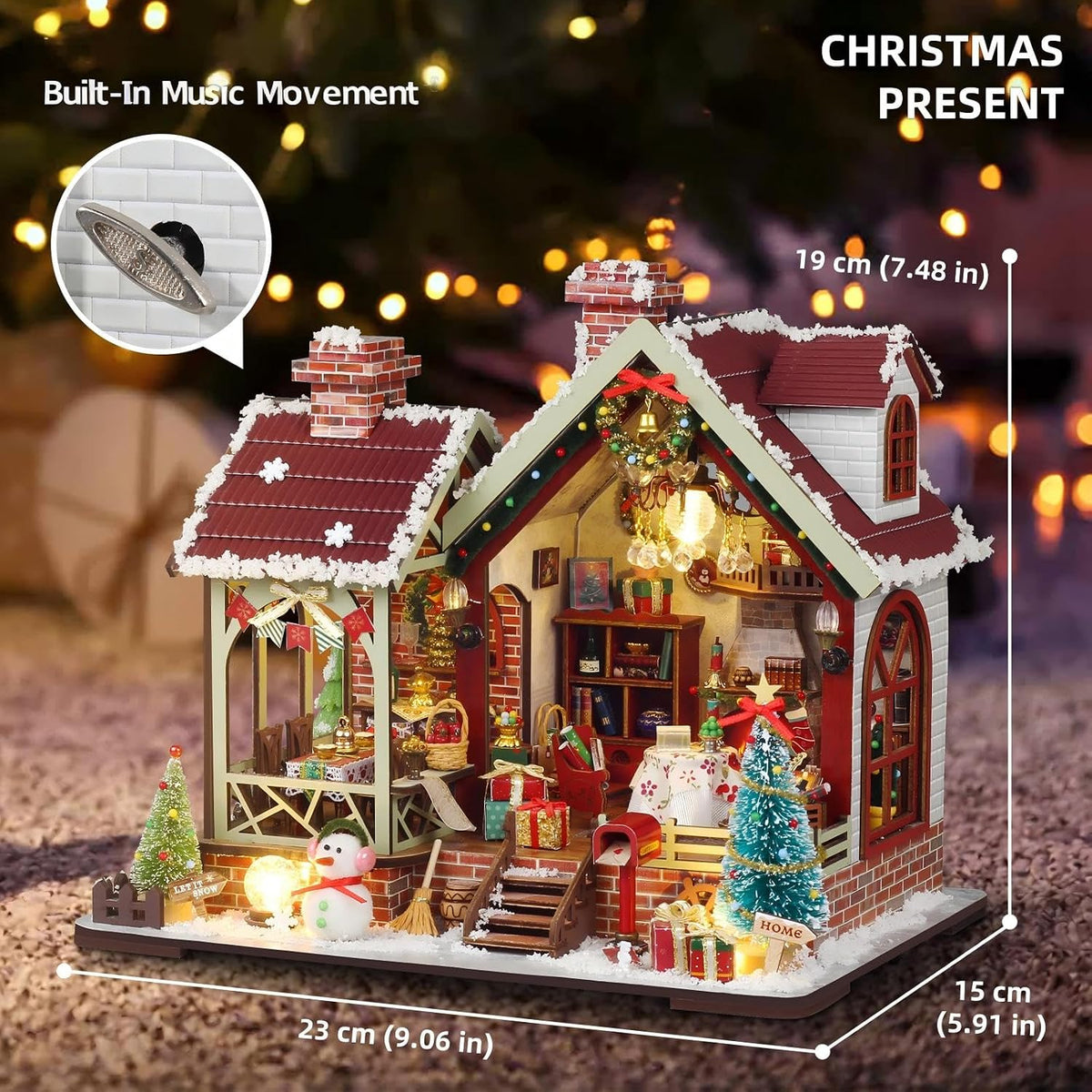 OZJAY Warm Christmas Lodge miniature house kit for adults with LED lights - view 18
