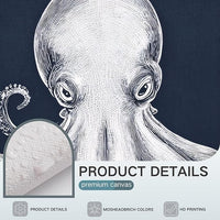 Octopus Wall Decor, Octopus Canvas Wall Art, Ocean Wall Decor,Sea Animal Canvas to Paint for Bathroom, Living Room, Bedroom (12" x 18" x 3 pcs)