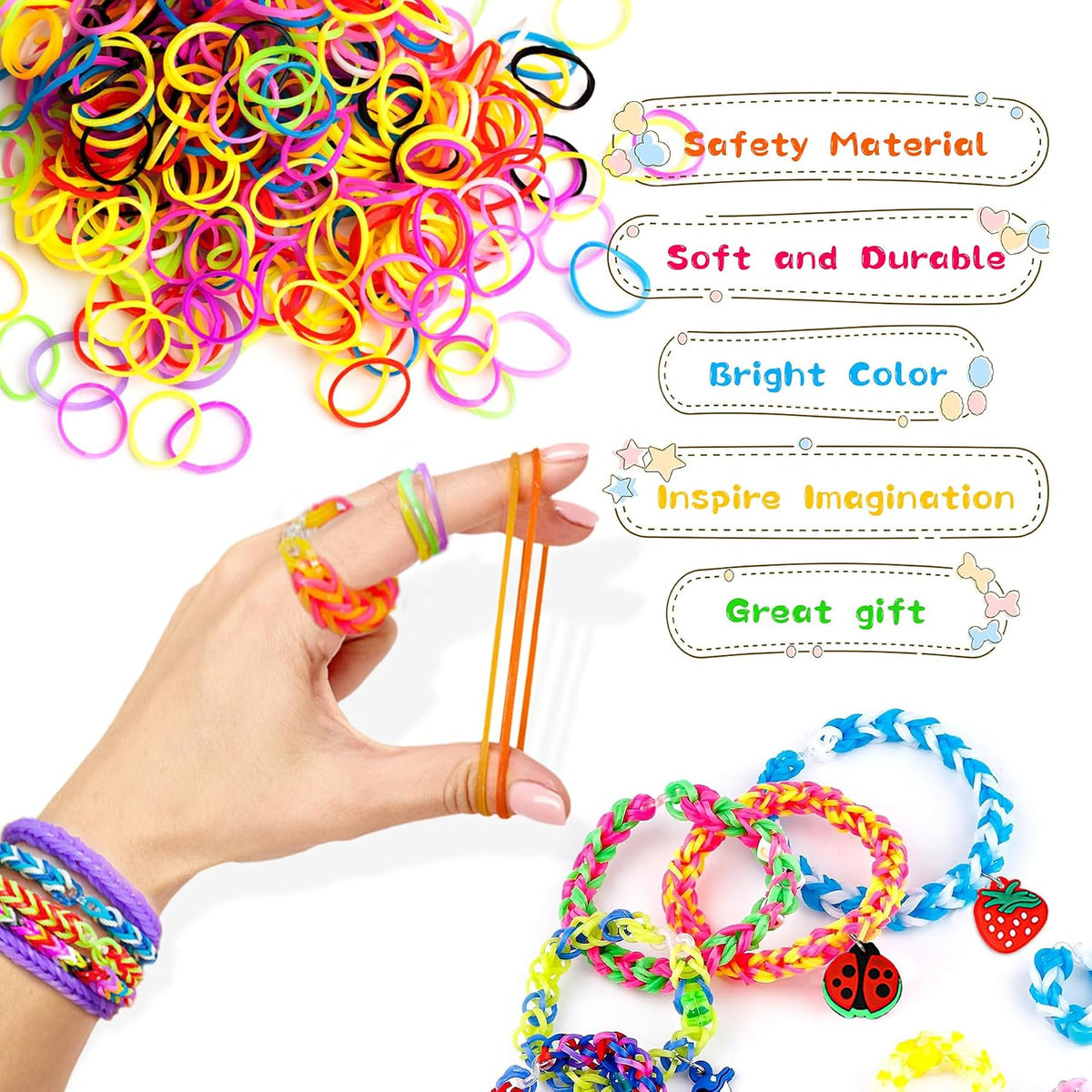 Loom Rubber Band Bracelet Kit, 3000+ 30-Color, Storage Case - Multicolor 6000+ - image 4
