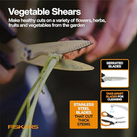 Fiskars Vegetable Garden Tool Set with Vegetable Shears, Seed Sower, Trowel, Cultivator, Weeder, and L/XL Garden Gloves for Indoor or Outdoor Gardening (6 Piece Kit), Gardening Gifts for Women