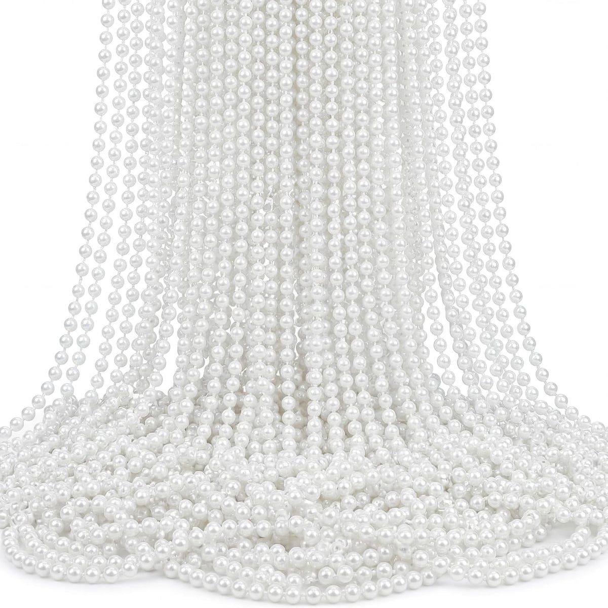 Hicarer 24 Pcs 31.5 Inch White Faux Pearl Necklaces Bulk – Fun for Kids & Family - 24