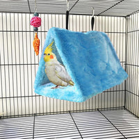 2Pcs Bird Tent Plush Hammock Hanging Warm Hut Nest for Cage - Blue(M)4Pcs - image 4