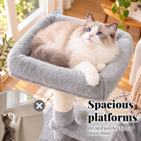 Hey-brother Cat Tree, Multi-Level Sisal Covered Scratching Posts - Light Gray / 60.6 Inches - image 3