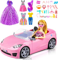 TQRAZ 76 Pcs Doll Car Playset Clothes and Accessories with 11.5 Inch - 76 pcs
