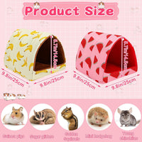 UPINS 2 Pack Guinea Pig Hideout, Washable Small Animal House Bed – Daily Care for Small Pets - 9.84 x 9.84 inch / Red Yellow - image 2