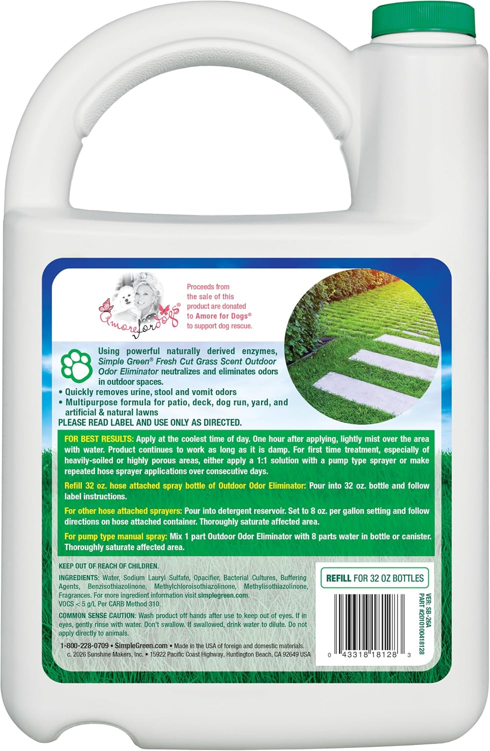 Simple Green Outdoor Odor Eliminator for Pets, Dogs - Fresh Cut Grass / 128 Fl Oz (Pack of 1) - image 2