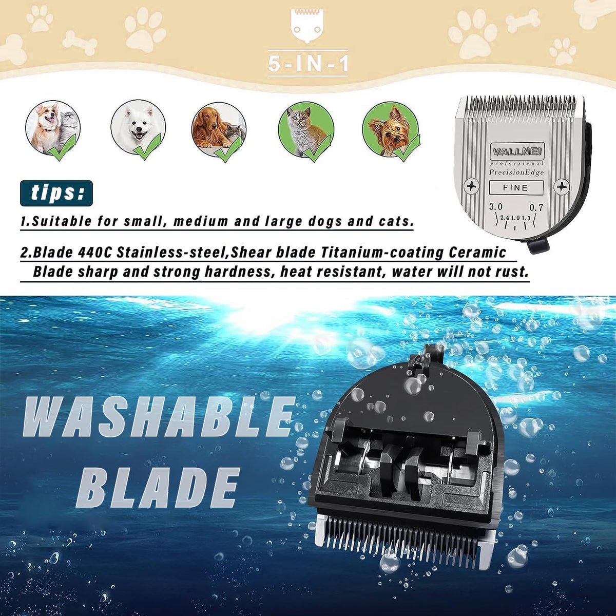 3-Pack 5-in-1 Replacement Blade Compatible with Wahl Animal Bravura - Silver / 3 Pack - image 2