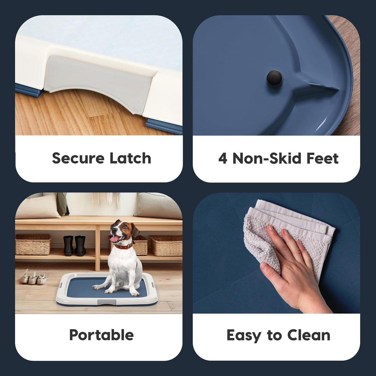 IRIS USA Secure Pee Pad Holder for Regular Sized Dogs - Navy / 22" x 22" - image 3