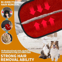 2PCS Electrostatic Pet Grooming Gloves, Reusable Hair Remover for Dog Cat Fur on Clothes Furniture Car Seat/Red
