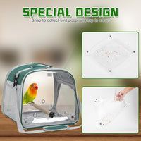 Small Bird Carrier, Large Window Travel Cage with Stand and Easy Clean Tray for Parrot Parakeet - Green - image 4
