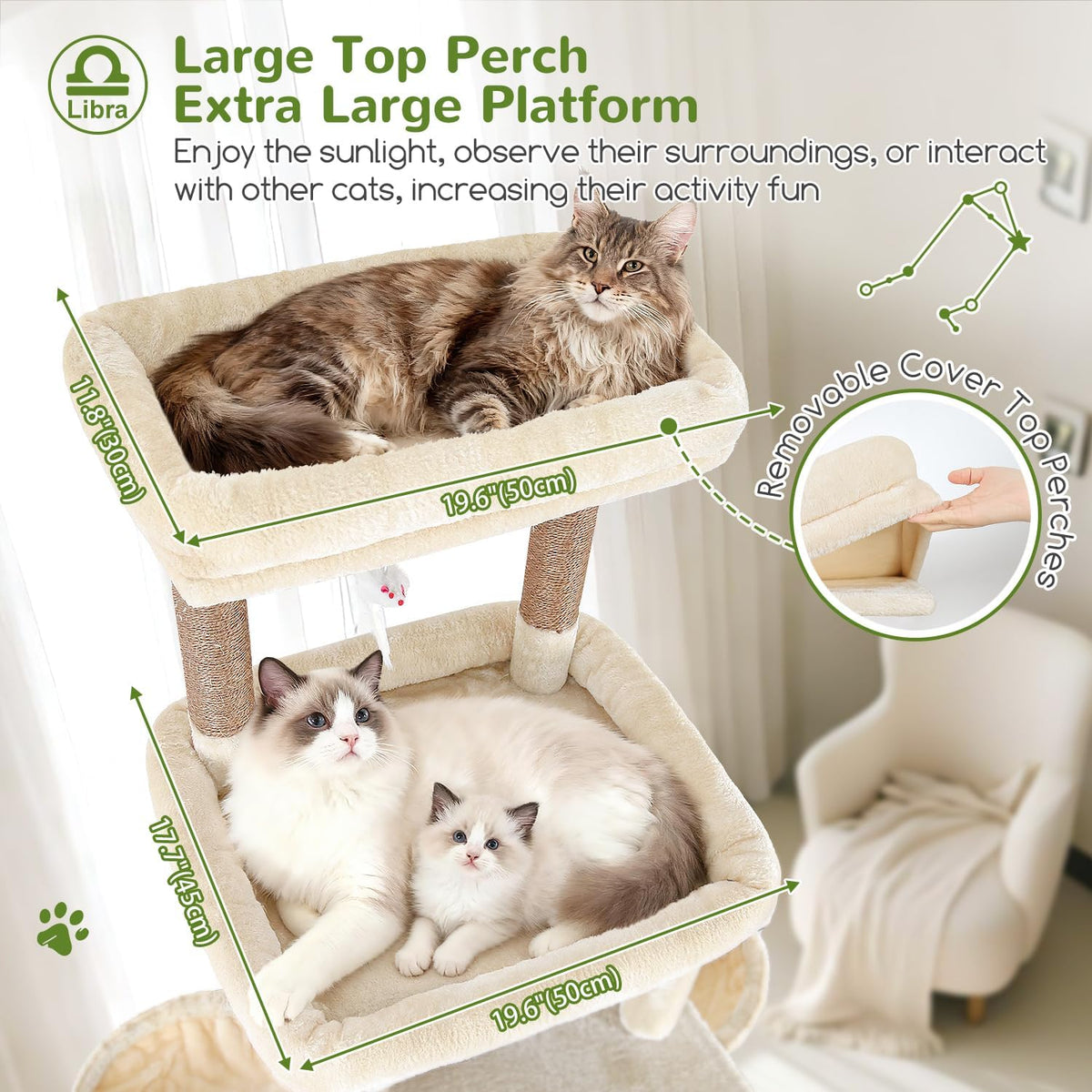 Globlazer Z78 Heavy Duty Cat Tree for 20lbs Large Adult Cats - Beige / 78 inch - image 2