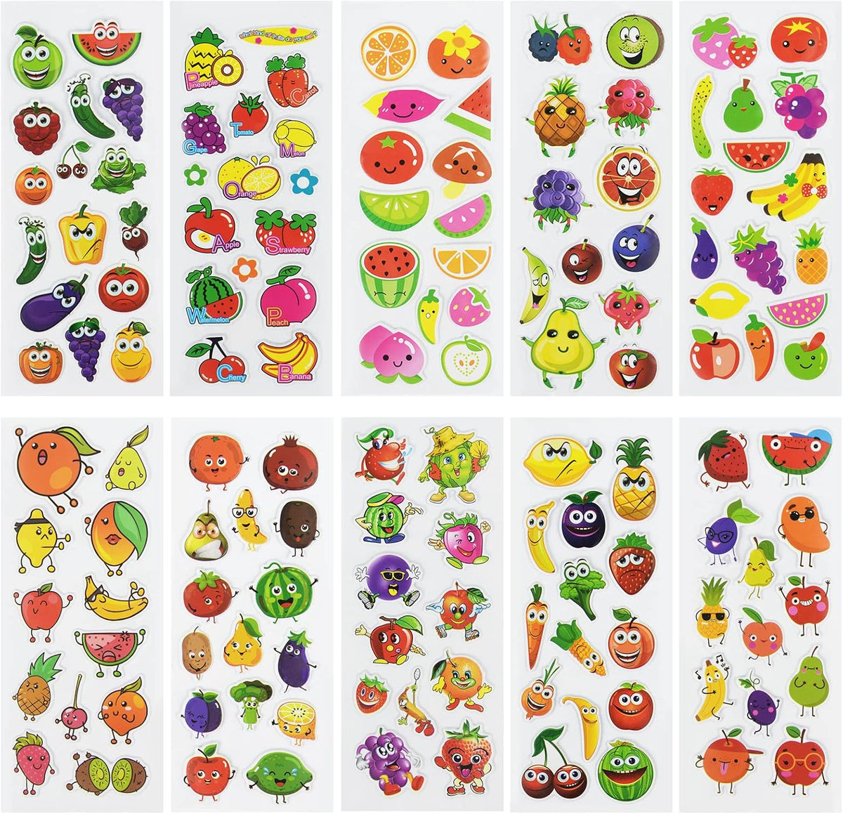 24 Sheets 3D Puffy Stickers for Toddlers Kids Boys Girls – Fun for Kids & Family - Fruit - image 2