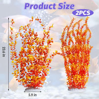 23" Tall Aquarium Plastic Plants - Orange（style B） - image 2