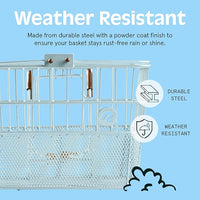 Retrospec Apollo Detachable Front Bike Basket Steel Half-Mesh with Integrated Detachable Hooks and Built-In Handle, Easy Assembly and Portability for Bicycles