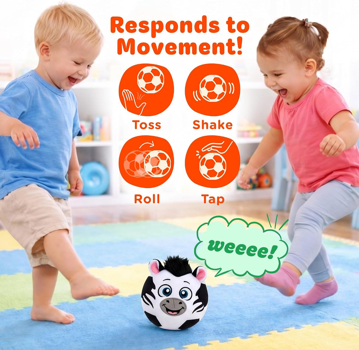 Move2Play, Hilariously Interactive Toy with Music & Sound Effects | Birthday Gift for Boy & Girl - Soccer - Zebra - image 3