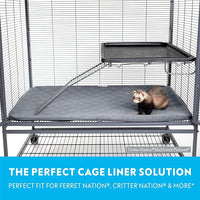Paw Inspired Fitted Fleece Liner for Ferret Nation, Critter Nation Cage for Ferrets, Rats, Chinchillas, Hedgehogs & Other Small Animals (Gray, Bottom Pan Liner)