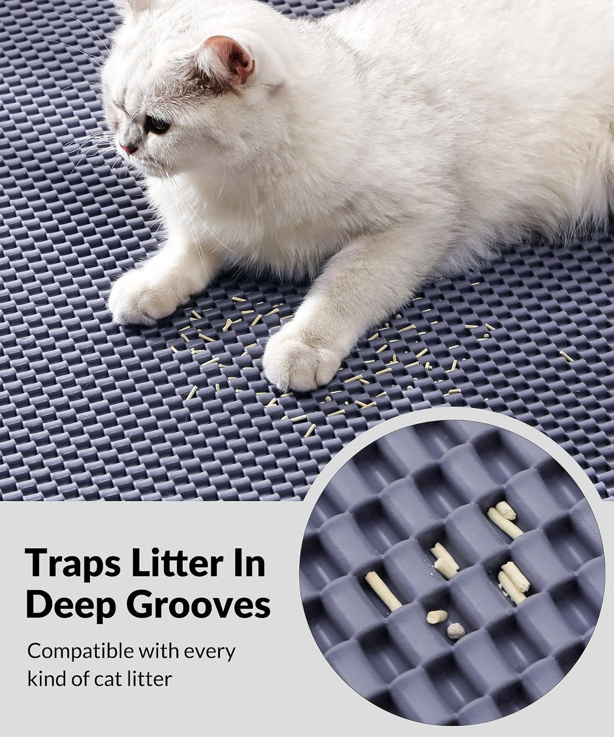 Cat Litter Mat, Cut to Fit Any Place - Grey / 47x35 Inch - image 3