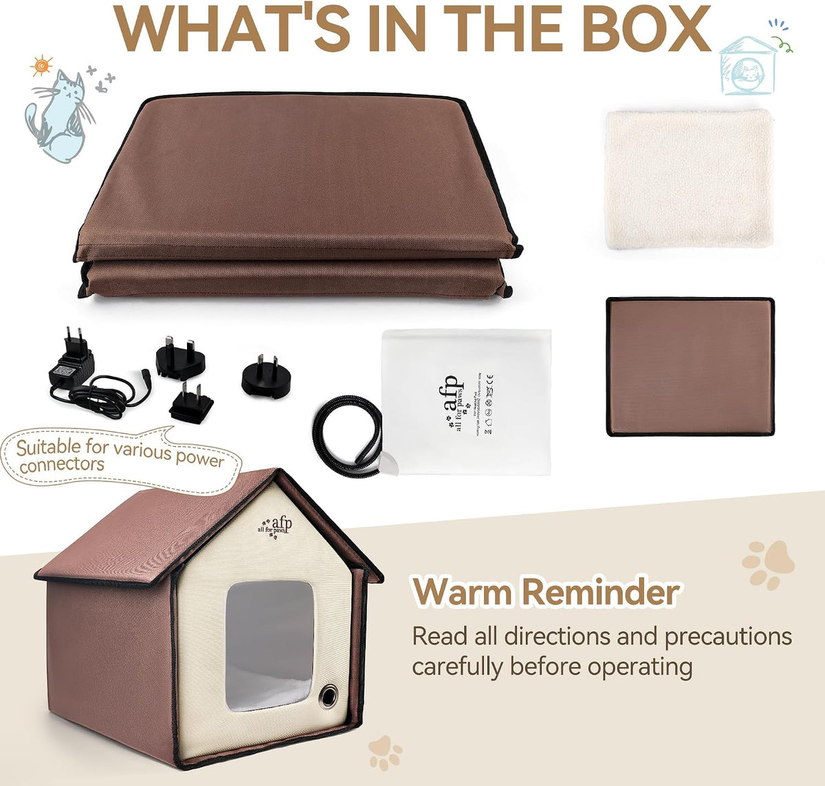 ALL FOR PAWS Heated Cat Bed Indoor - Heated Cat House - image 3
