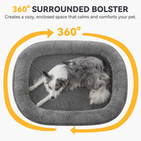 JOEJOY XL Orthopedic Dog Bed for Large Dogs, 360° Oval Bolster - Grey / 42"l X 32"w X 7.5"th - image 3