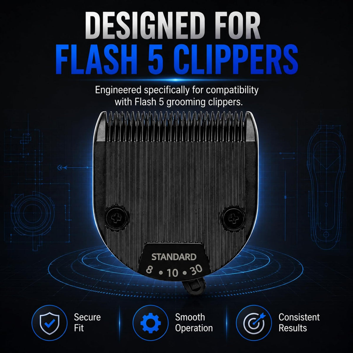 Kenchii Flash 5 clipper blade KEFB5-STD, stainless steel detachable dog grooming blade - view 4