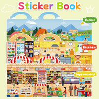 6 Sets Reusable Sticker Book for Toddlers 3-6 - Supermarket+Picnic+Kitchen - image 4