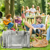 Roaringkitty Travel in Style: Portable Pet Carrier for Small Pets up to 15 Lbs- Airline Approved, Collapsible & Comfortable cat/Puppy Soft Sided Bag (Grey)
