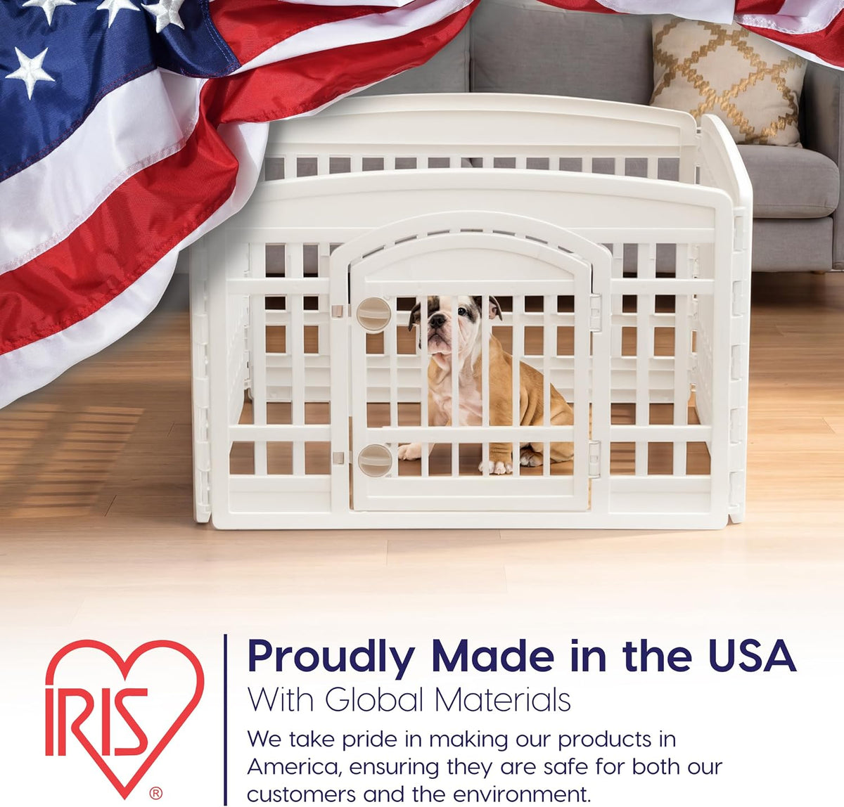 IRIS USA 4-Panel Dog Playpen, Pet Enclosure - 4 Panel - 24" H / White - image 3