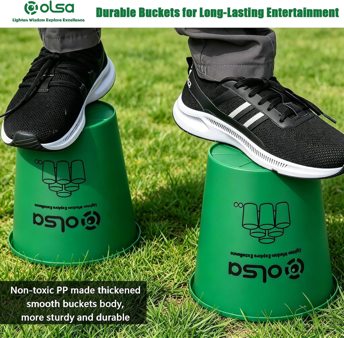 Olsa giant yard pong outdoor game with 12 plastic buckets, 4 balls and carry bag - view 10
