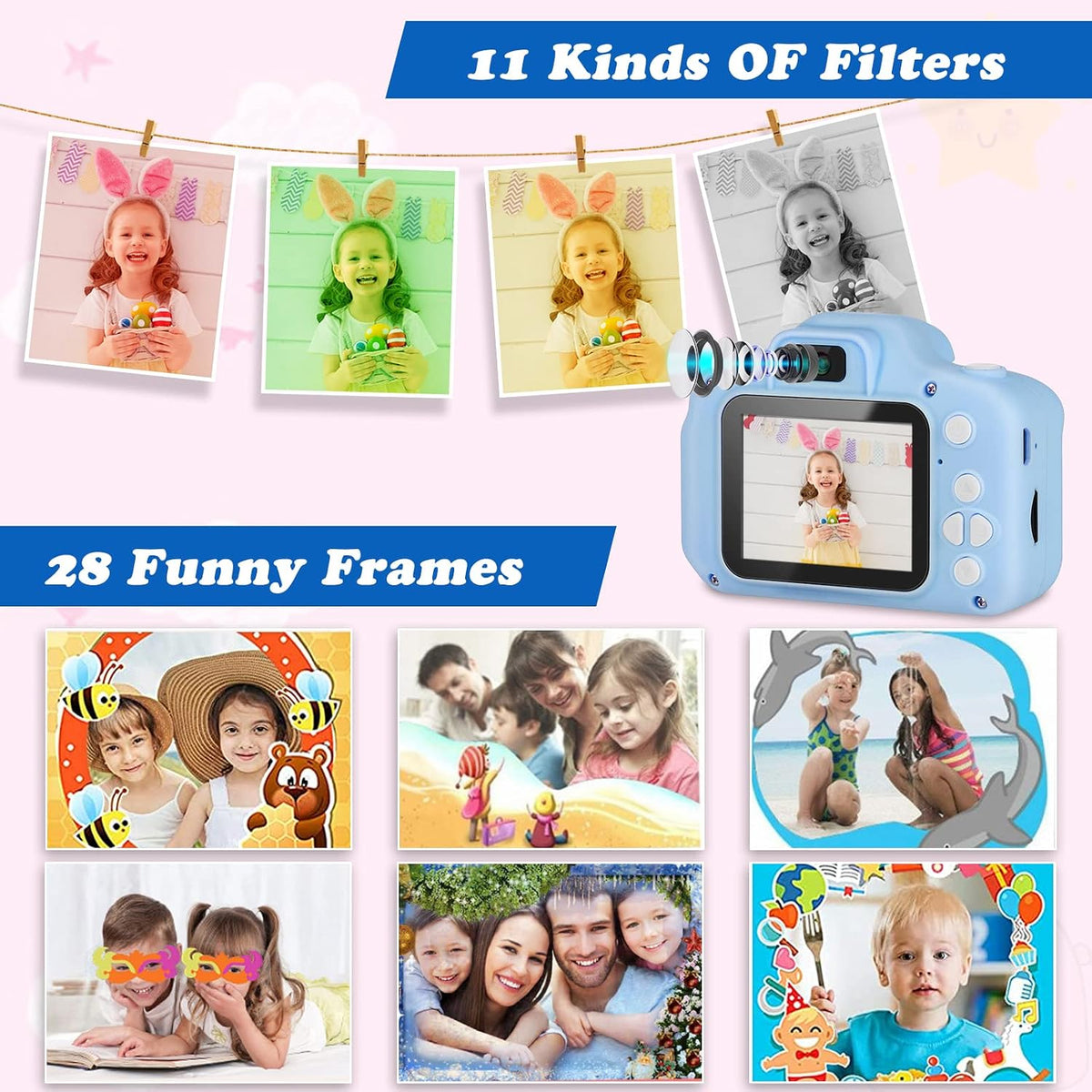 Zeacool Kids Camera, HD Digital Video Camera - Blue - image 3