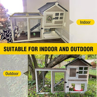 Aivituvin Rabbit Hutch Indoor Bunny Cage Outdoor with Run Chicken Coop Guinea Pig House with Waterproof Asphalt Roof,No Leakage Pull Out Tray