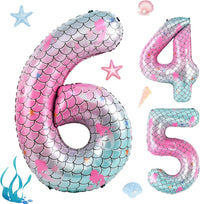 40 Inch Vibrant Spider-Themed Number Foil Balloons - Pink Blue Green Gradient / 6