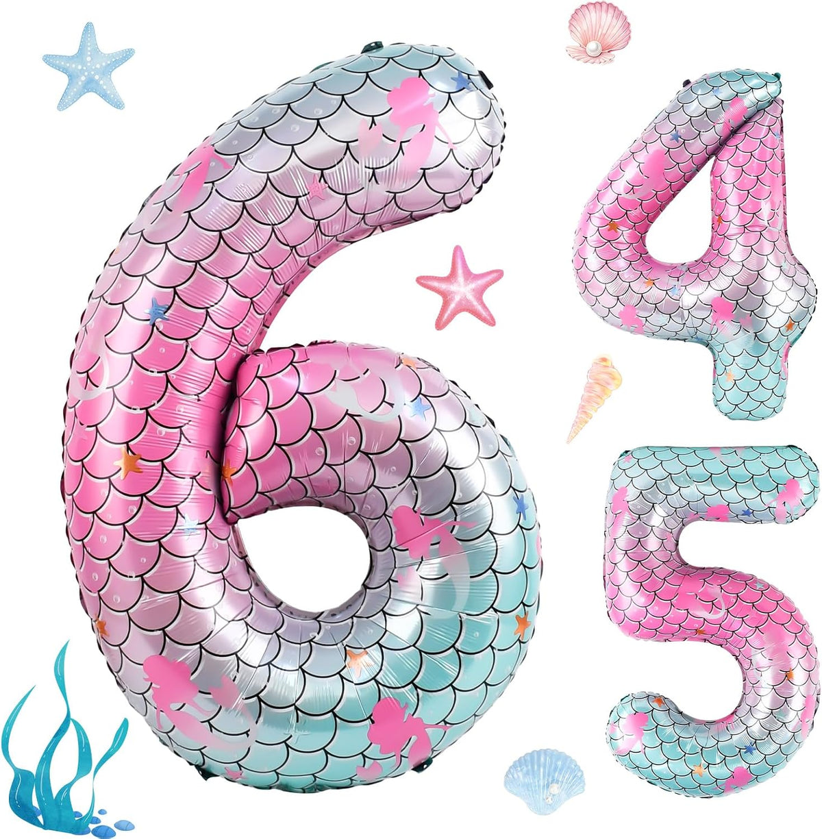 40 Inch Vibrant Spider-Themed Number Foil Balloons - Pink Blue Green Gradient / 6