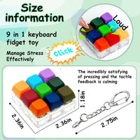 XiawaLangzhuo cat paw keyboard fidget toy, 9-in-1 clicker keychain in white and purple - view 29