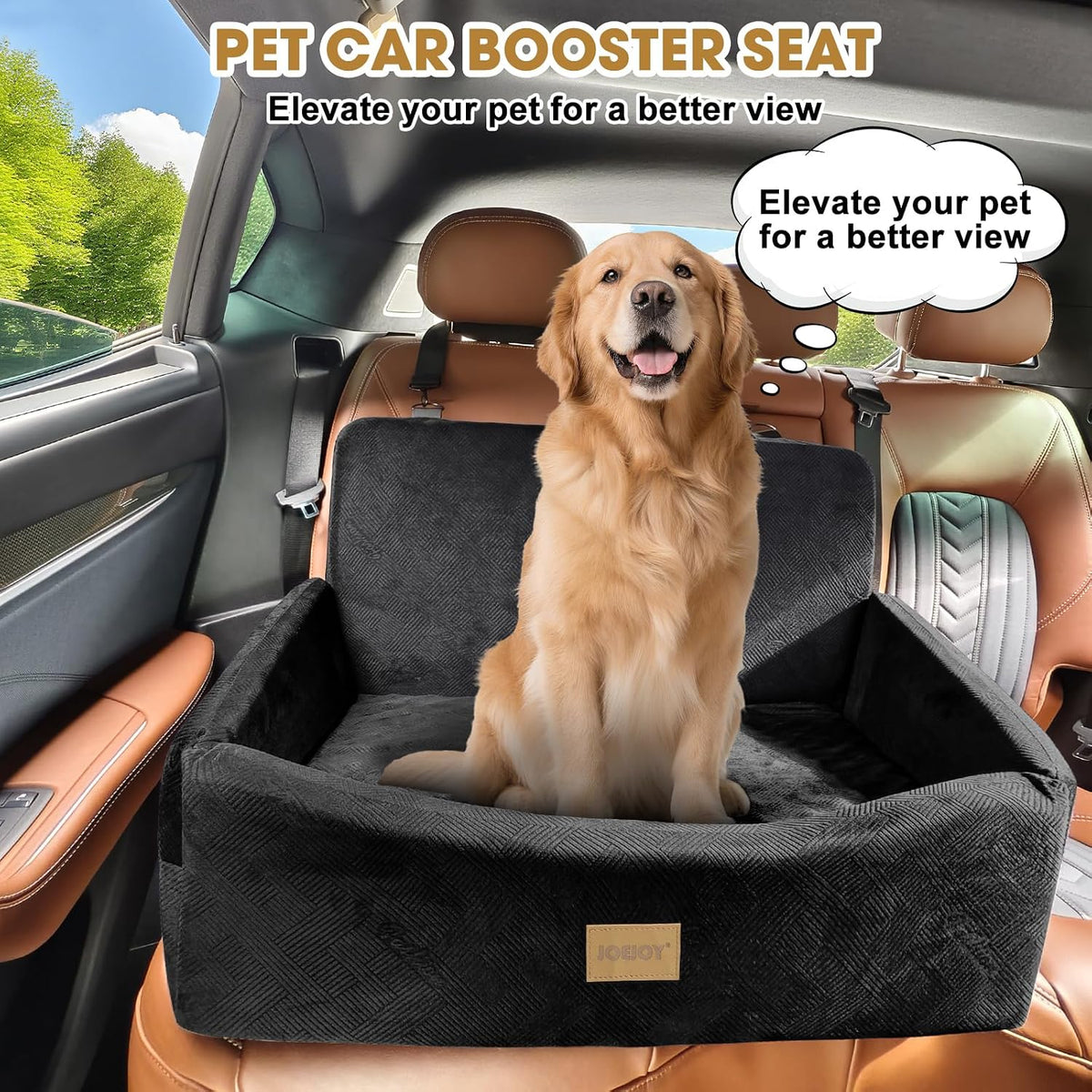 JOEJOY Dog Car Seats for Small Medium Dogs Under 35lbs - Black / Large - image 3