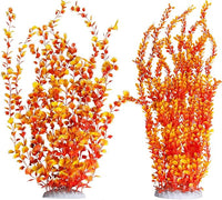 Hamiledyi Aquarium Plastic Plants Aquarium Decor Artificial Fish Tank Plants,Tall Fish Tank Decorations, Extra Large Aquarium Plant 23.6-inch Tall,2PCS（Orange Style B）