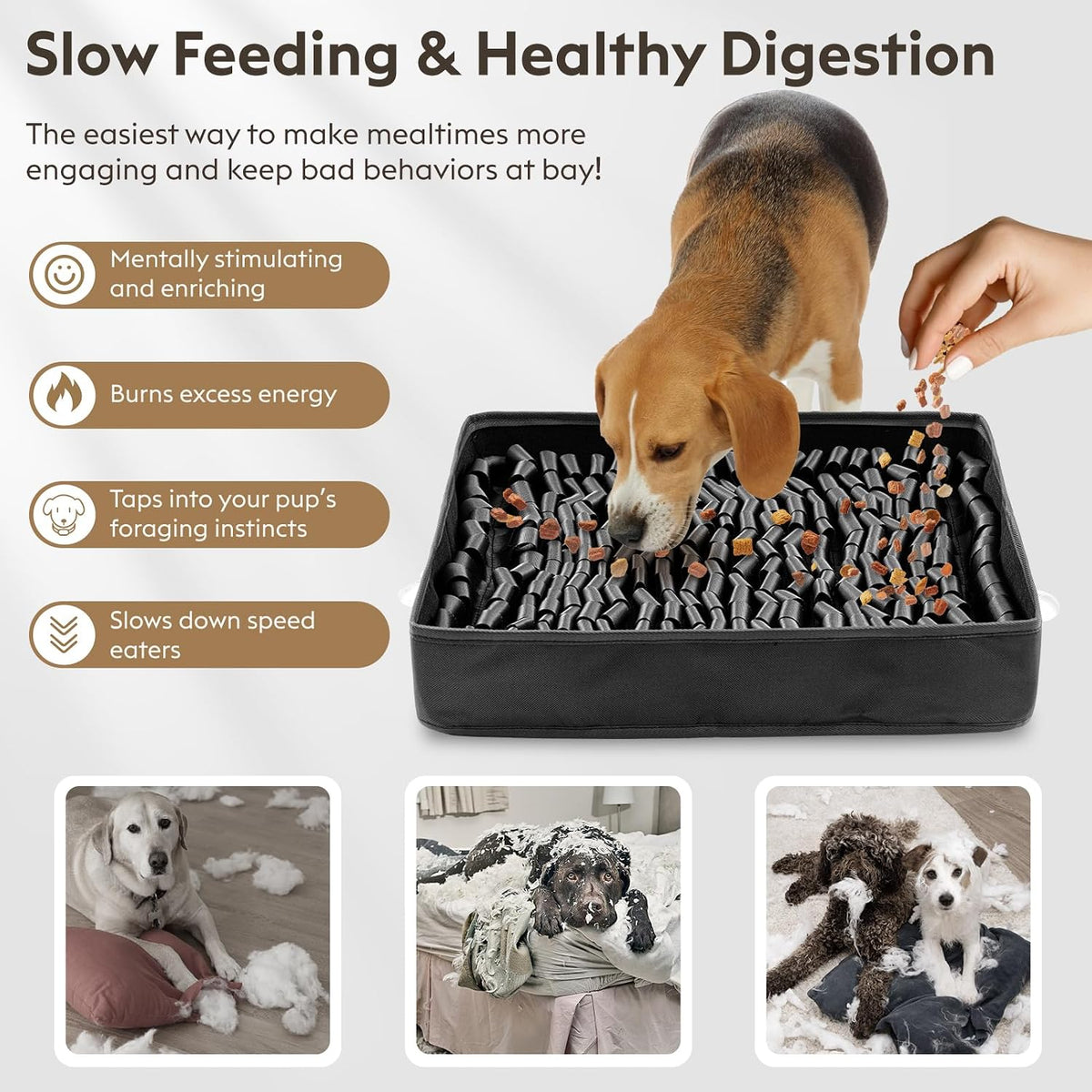 FunFurry Snuffle Mat for Dogs, Dog Puzzle Mat - Black / 17" X 15" - image 4