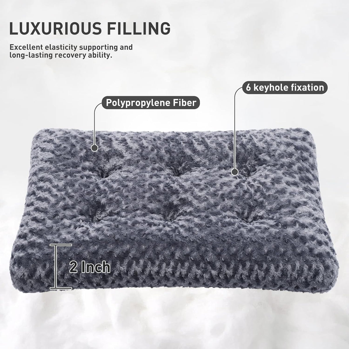 KSIIA Washable Dog Bed Medium Size Dog Crate Bed Plush Pet Mat - Dark Grey / 17.0"L x 12.0"W x 2.0"Th - image 2
