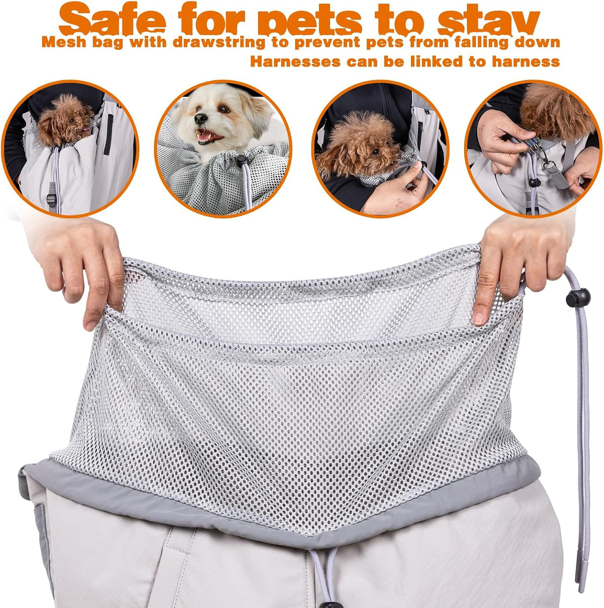 Dog Carrier Sling, Dog Carriers for Small Dogs Up to 20lbs - Grey - image 2