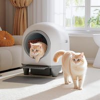 WARCAT Self Cleaning Litter Box Automatic, 90 L Automatic Cat Litter Box for Multiple Cats APP-Controlled with Smart Sensors, Safety Protection,Mat,1 Roll Garbage Bag (Gray)