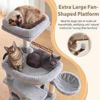 Cat Tree Tower 42'' with Condo, Indoor Scratching Post GCT005SG – Essentials for Cats - Light gray / 74.4 inch - image 2